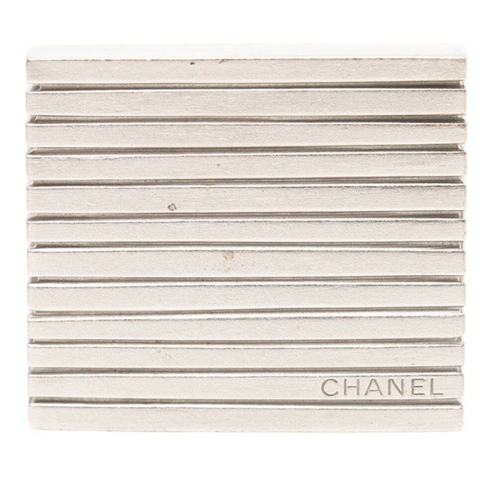 Chanel Logo Brooch Silver